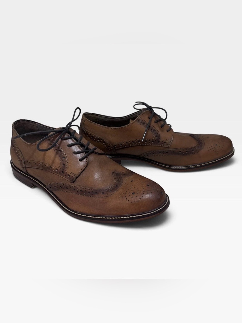 Joseph Abboud Wingtip Oxfords Menโs 8 Brown Leather Brogue Dress Shoes